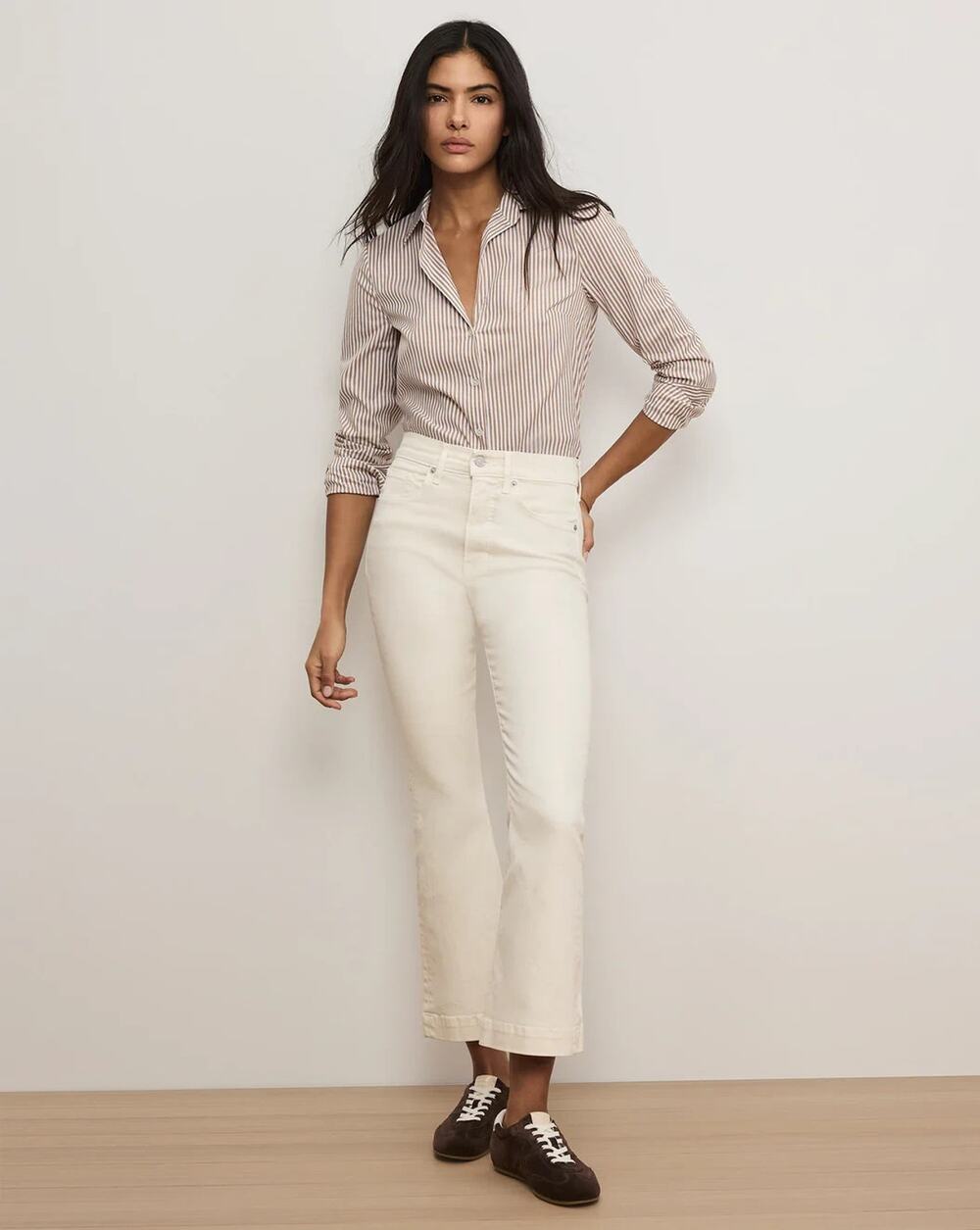 NWT Veronica Beard Carson High-Rise Ankle Flare Jeans Size 32 Ecru #9F609